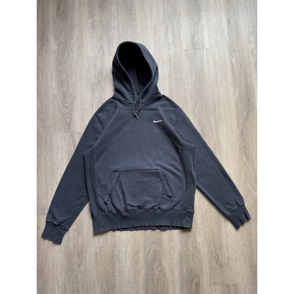 Rare Vintage Y2K Nike Mini Swoosh Black Hoodie Sweater Large Sports Gym Run - Picture 1 of 13